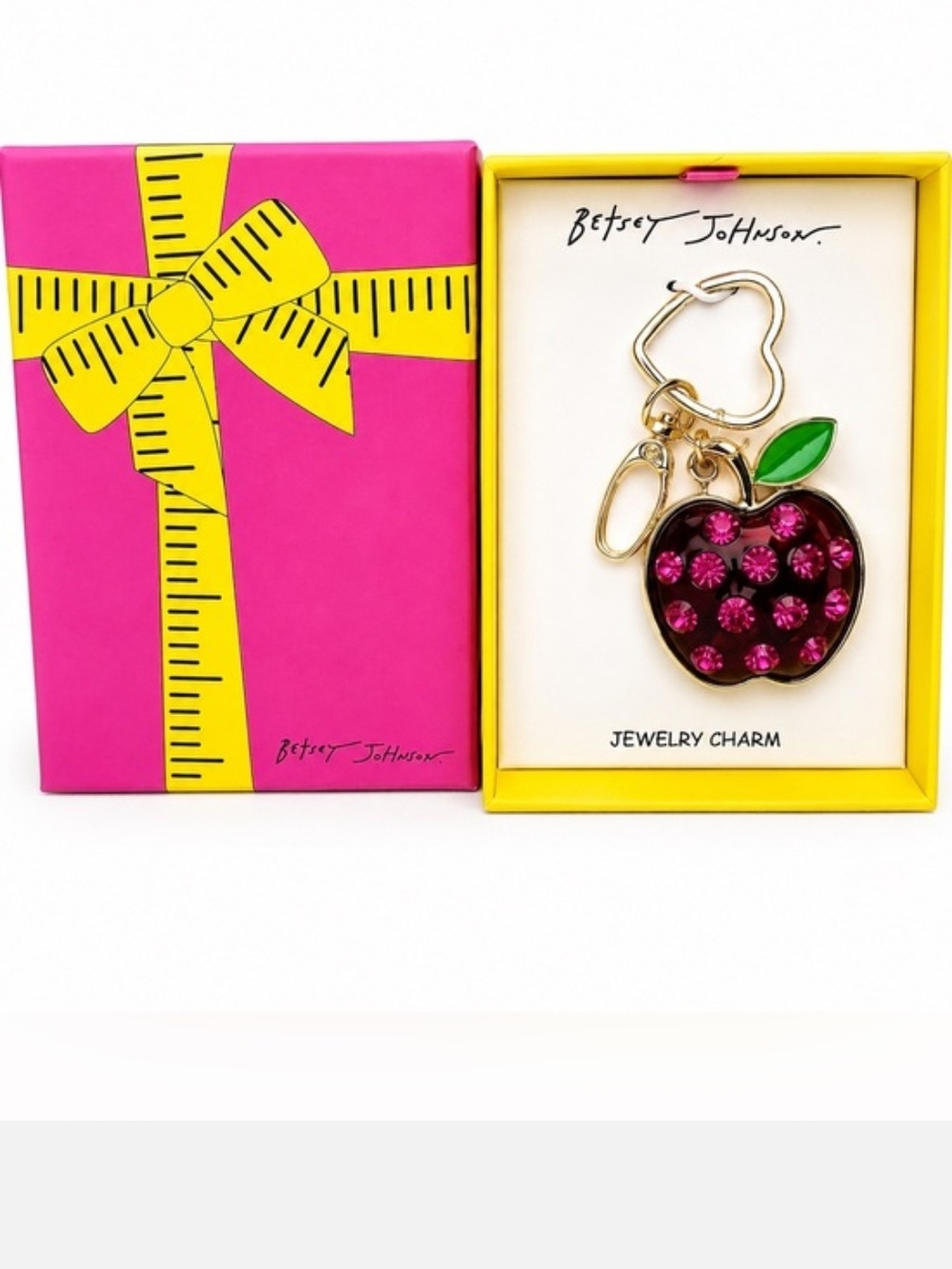 Betsey Johnson Crystal Apple Charm Keychain/Bag Charm New